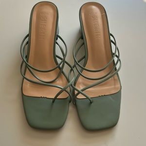 Green strap mules
